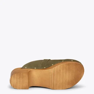 Sandalias De Tacón<miMaO Niza – Zuecos Con Tacón Bajo Y Plataforma Kaki