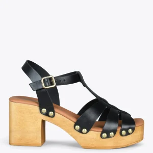Sandalias De Tacón<miMaO Paradise – Sandalias De Madera Cangrejeras Negro
