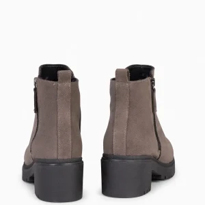Botines De Mujer<miMaO Pop - Botin De Piel Taupe Hidrofugo