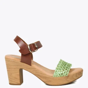 Sandalias De Tacón<miMaO Relax - Sandalia Tacón Tira Rafia Verde