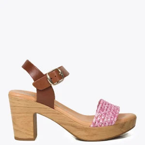 Sandalias De Tacón<miMaO Relax - Sandalia Tacón Tira Rafia Rosa