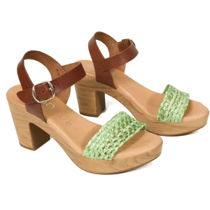 Sandalias De Tacón<miMaO Relax - Sandalia Tacón Tira Rafia Verde