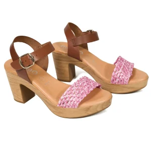 Sandalias De Tacón<miMaO Relax - Sandalia Tacón Tira Rafia Rosa
