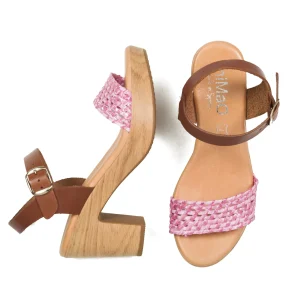 Sandalias De Tacón<miMaO Relax - Sandalia Tacón Tira Rafia Rosa