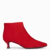 Botines De Mujer<miMaO Royal - Botines Tacón Bajo Rojo Serraje