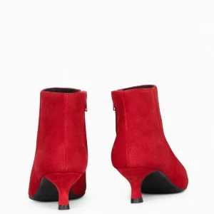 Botines De Mujer<miMaO Royal - Botines Tacón Bajo Rojo Serraje