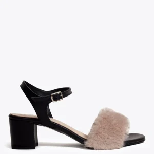 Sandalias De Tacón<miMaO Sandalia De Tacón Con Pelo Beige Oscuro Peluche