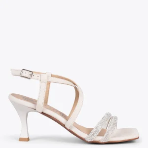 Sandalias De Tacón<miMaO Shiny - Sandalias De Tiras Brillantes Hueso