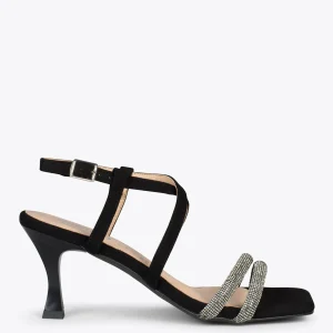 Sandalias De Tacón<miMaO Shiny - Sandalias De Tiras Brillantes Negro