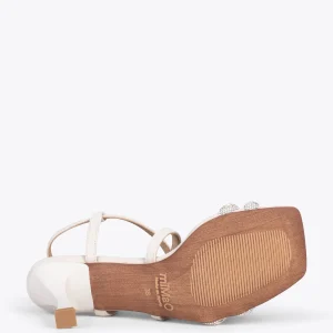 Sandalias De Tacón<miMaO Shiny - Sandalias De Tiras Brillantes Hueso