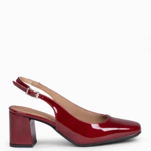 Zapatos De Fiesta<miMaO Sophia - Zapato Tacón Ancho Destalonado Granate