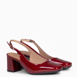 Zapatos De Fiesta<miMaO Sophia - Zapato Tacón Ancho Destalonado Granate