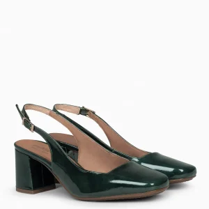 Zapatos De Fiesta<miMaO Sophia - Zapato Tacón Ancho Destalonado Verde