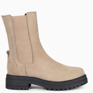 Botines De Mujer<miMaO Stamford - Botines Chelsea Beige Con Plataforma Track
