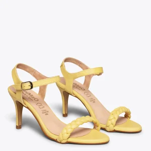 Sandalias De Tacón<miMaO Sunset Sandalias Amarillas De Tacón De Aguja Elegantes