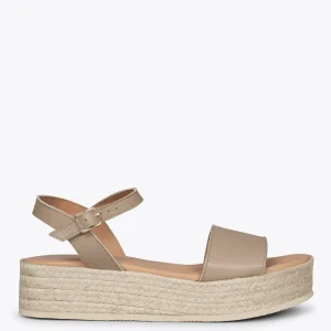Esparto Y Alpargatas<miMaO Tarifa Sandalias Con Plataforma De Esparto Taupe