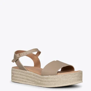 Esparto Y Alpargatas<miMaO Tarifa Sandalias Con Plataforma De Esparto Taupe