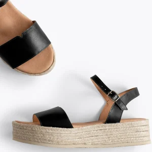 Esparto Y Alpargatas<miMaO Tarifa Sandalias Con Plataforma De Esparto Negras