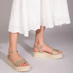 Esparto Y Alpargatas<miMaO Tarifa Sandalias Con Plataforma De Esparto Taupe