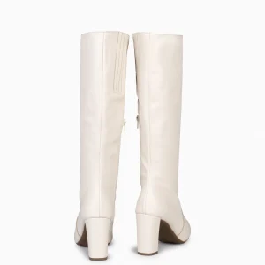 Botas<miMaO Urban - Botas Altas De Tacón Con Cremallera En Napa Hueso