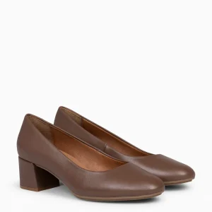 Urban Zapatos De Tacón<miMaO Urban Redondo Salon - Zapatos De Tacón Bajo De Napa Marron