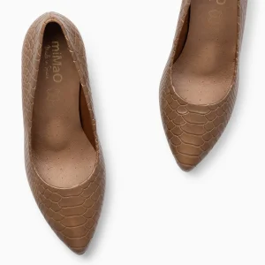 Zapatos De Fiesta<miMaO Urban Sauvage - Zapatos De Salon Con Textura De Serpiente Taupe