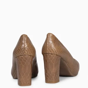 Zapatos De Fiesta<miMaO Urban Sauvage - Zapatos De Salon Con Textura De Serpiente Taupe