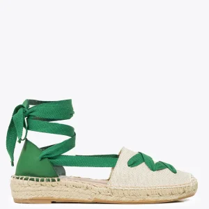 Esparto Y Alpargatas<miMaO Valenciana – Alpargata De Esparto Beige/Verde Con Cinta