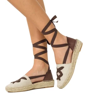 Esparto Y Alpargatas<miMaO Valenciana – Alpargata De Esparto Beige/Marron Con Cinta