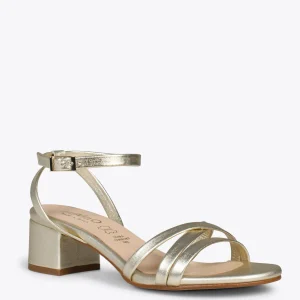 Sandalias De Tacón<miMaO Viena - Sandalias De Tiras Finas Y Tacón Bajo Dorado