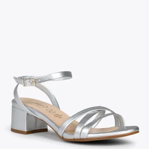 Sandalias De Tacón<miMaO Viena - Sandalias De Tiras Finas Y Tacón Bajo Plata