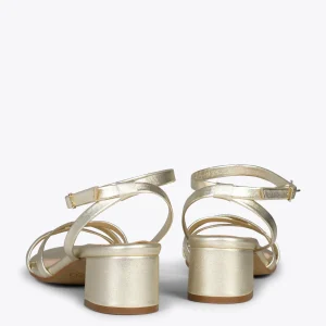 Sandalias De Tacón<miMaO Viena - Sandalias De Tiras Finas Y Tacón Bajo Dorado