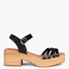 Sandalias De Tacón<miMaO Wood – Sandalias Imitacion Madera Con Tiras Negro