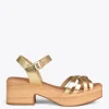 Sandalias De Tacón<miMaO Wood – Sandalias Imitacion Madera Con Tiras Platino