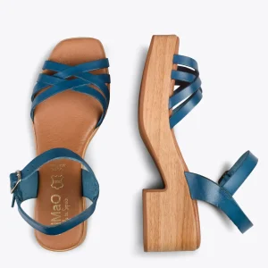Sandalias De Tacón<miMaO Wood – Sandalias Imitacion Madera Con Tiras Azul