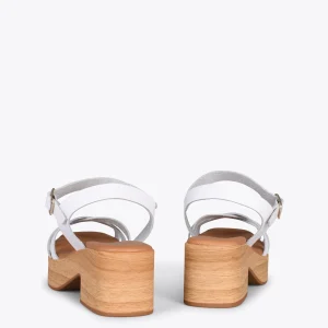 Sandalias De Tacón<miMaO Wood – Sandalias Imitacion Madera Con Tiras Blanco