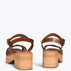 Sandalias De Tacón<miMaO Wood – Sandalias Imitacion Madera Con Tiras Marron