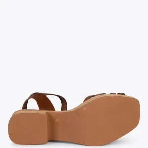Sandalias De Tacón<miMaO Wood – Sandalias Imitacion Madera Con Tiras Marron