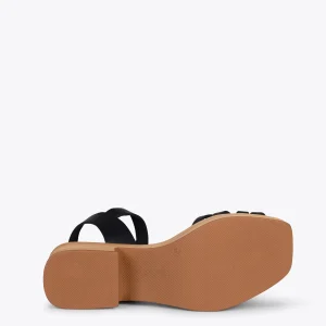 Sandalias De Tacón<miMaO Wood – Sandalias Imitacion Madera Con Tiras Negro