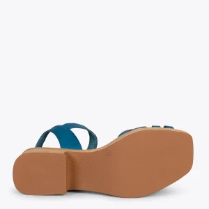 Sandalias De Tacón<miMaO Wood – Sandalias Imitacion Madera Con Tiras Azul