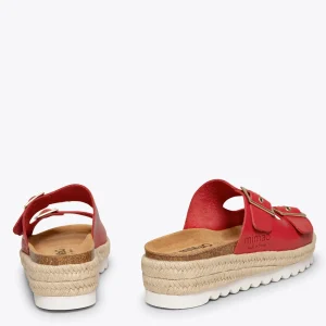 Esparto Y Alpargatas<miMaO Yute Sandalias De Plataforma De Esparto Rojas Bio