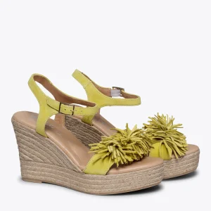 Esparto Y Alpargatas<miMaO Zahara Cuna De Esparto Con Plataforma Y Flecos Amarillo