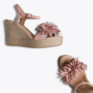 Esparto Y Alpargatas<miMaO Zahara Cuna De Esparto Con Plataforma Y Flecos Rosa Claro