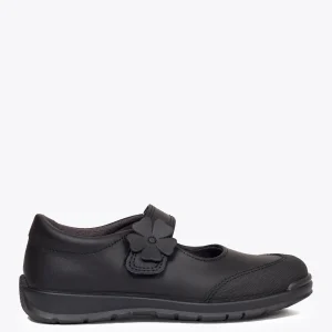 Zapato<miMaO Zapatos Colegiales Nina "Merceditas" Con Flor En Piel Negro