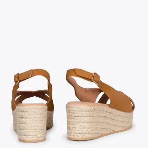 Esparto Y Alpargatas<miMaO Zenia Cuna De Esparto Artesanal Con Tiras Cruzadas Marron