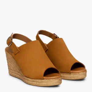 Esparto Y Alpargatas<miMaO Zenia Zueco Con Cuna Alta De Esparto Camel