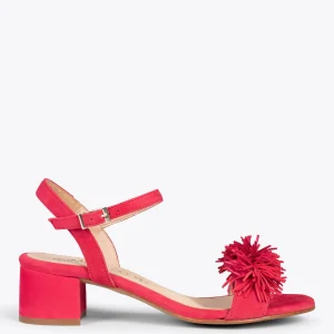 Sandalias De Tacón<miMaO Zinnia – Sandalias De Fiesta Con Adorno Floral Rojo